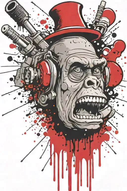 curious George boomers grenade exploding inconspicuouslmushrooms tattoo design idea