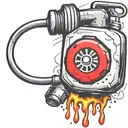 mushroom grenade wired explosive device or bomb and timer running tattoo design idea