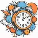 scary old school alarm clock  and freezing  tattoo design idea