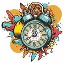 old school alarm clock bomb exploding tattoo design idea