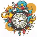 old school alarm clock bomb exploding tattoo design idea