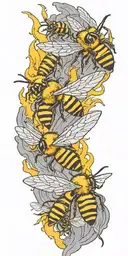 killer bee swarm tornado tattoo design idea