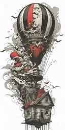 hot air balloon in a tornado never give up tattoo design idea