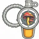 mushroom grenade wired explosive device or bomb and timer running tattoo design idea