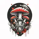 mushroom time bomb tattoo design idea