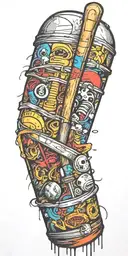 peanut butter and jellie with a baseball bat tattoo design idea