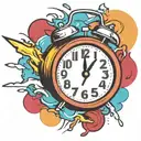 scary old school alarm clock bomb exploding and freezing  tattoo design idea