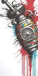 sophisticated mushroom explosives ticking time bomb grenade  tattoo design idea