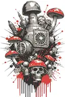 boomers grenade exploding mushrooms tattoo design idea