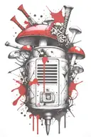 mushroom bow and arrow tattoo design idea