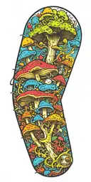 inconspicuous trippy ticking time bomb explosion shroom tattoo design idea
