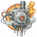  wired explosive bomb with wires and timer melting ice cube tattoo design idea