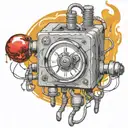  wired explosive bomb with wires and timer melting ice cube tattoo design idea