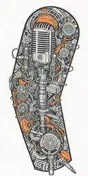 two turn tables and a microphone  tattoo design idea