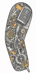 two turn tables and a microphone  tattoo design idea