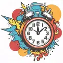 scary old school alarm clock bomb exploding tattoo design idea