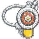 mushroom grenade wired explosive device or bomb and timer running tattoo design idea