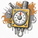  TNT, c4 wired explosive device with wires and timer  tattoo design idea
