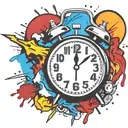 old school alarm clock bomb exploding tattoo design idea