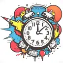 old school alarm clock bomb exploding tattoo design idea