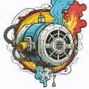  wired explosive bomb with wires and timer melting ice cube tattoo design idea