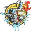  wired explosive bomb with wires and timer melting ice cube tattoo design idea