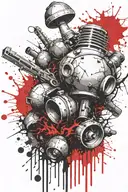 boomers grenade exploding mushrooms tattoo design idea