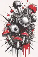 boomers grenade exploding mushrooms tattoo design idea