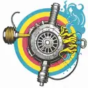 wired explosive bomb plastic explosive with detonator with wires and timer and numbers tattoo design idea