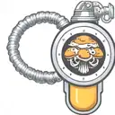 mushroom grenade wired explosive device or bomb and timer running tattoo design idea