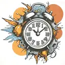 old school alarm clock bomb exploding tattoo design idea