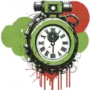 green wired explosive device or bomb and timer running grenade tattoo design idea