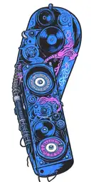 rock music bands speaker and old school dial phone tattoo design idea