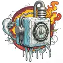  wired explosive bomb with wires and timer melting ice cube tattoo design idea