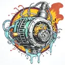  wired explosive bomb with wires and timer melting ice cube tattoo design idea