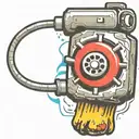 mushroom grenade wired explosive device or bomb and timer running tattoo design idea