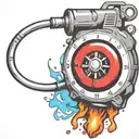 mushroom grenade wired explosive device or bomb and timer running tattoo design idea