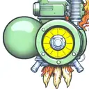 mushroom grenade wired explosive device or bomb and timer running tattoo design idea