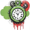 green wired explosive device or bomb and timer running grenade tattoo design idea