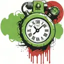 green wired explosive device or bomb and timer running grenade tattoo design idea