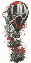 hot air balloon in a tornado never give up tattoo design idea