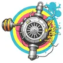 wired explosive bomb plastic explosive with detonator with wires and timer and numbers tattoo design idea