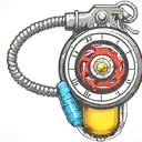 mushroom grenade wired explosive device or bomb and timer running tattoo design idea