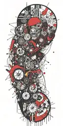 epic manic bipolar disco biscuit tattoo design idea