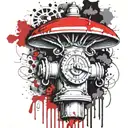  fire hydrant  mushroom grenade mixed together  tattoo design idea