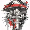  fire hydrant  mushroom grenade mixed together  tattoo design idea