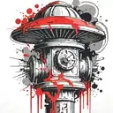  fire hydrant  mushroom grenade mixed together  tattoo design idea