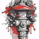  fire hydrant  mushroom grenade mixed together  tattoo design idea