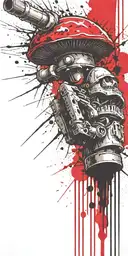 masturbating terrorist shroom grenade exploding tattoo design idea