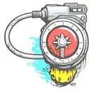 mushroom grenade wired explosive device or bomb and timer running tattoo design idea